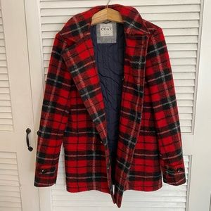 Scotch & Soda Red Wool Plaid Coat Men’s / Unisex